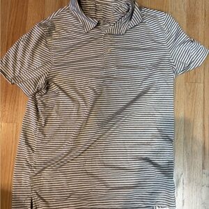 J. Crew Classic Gray and White Striped Polo